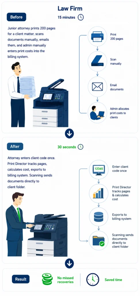Print Director in action at a Law firm.