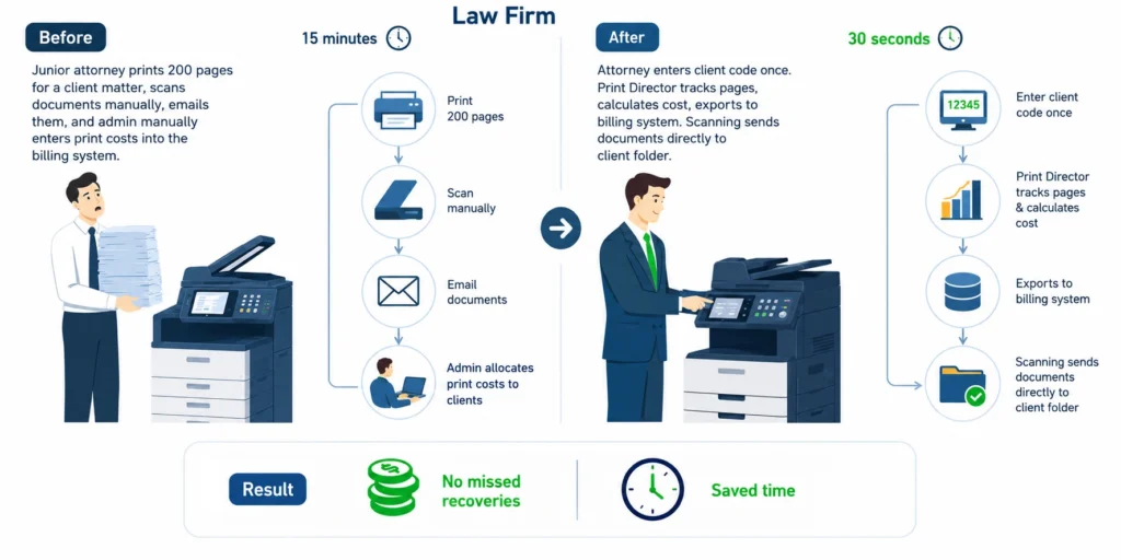 Print Director in action at a Law firm.